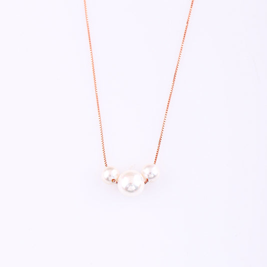 Rosé Pearl Trio Necklace